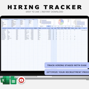 HR Hiring Tracker Recruitment Spreadsheet Applicant Tracking Excel Job Offer Hiring Analytics Recruiting Tool