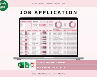 Job Application Tracker: Job Search Organizer with Interview Hub (Excel & Google Sheets)