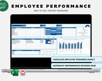 Employee Performance Tracker: KPI Dashboard, Review Charts (Excel & Google Sheets)