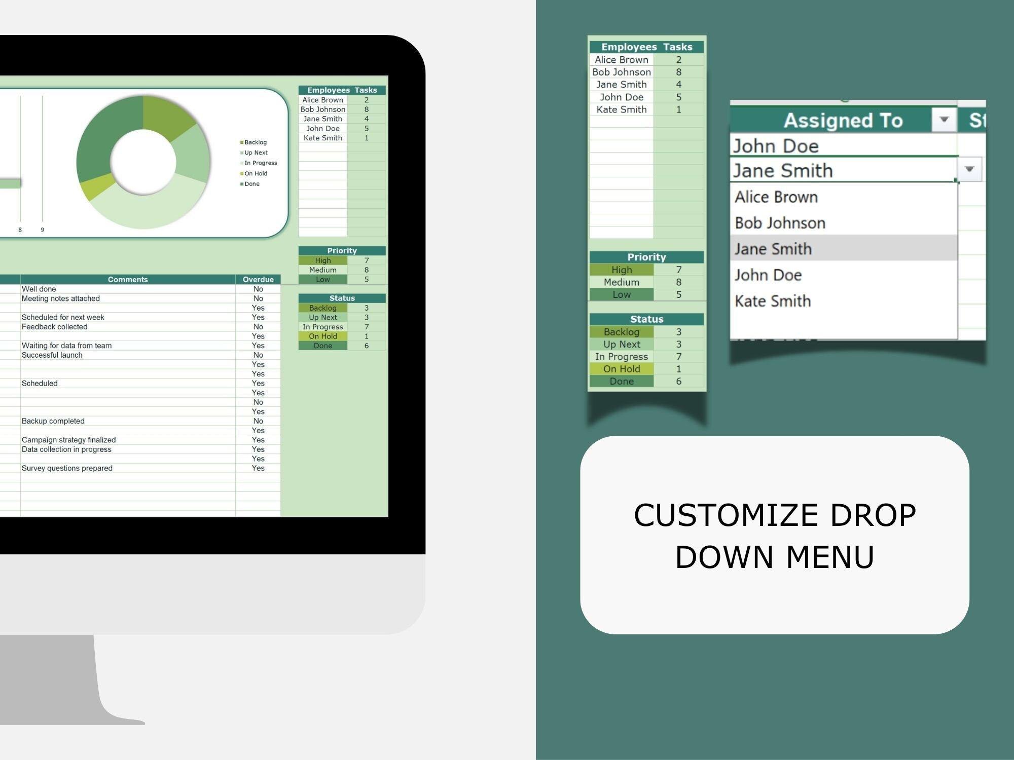 Employee Task Tracker: Excel Team Project Management - Etsy