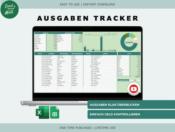 Haushaltsbuch Excel Vorlage Deutsch: Monatlicher Ausgaben Tracker (Excel & Google Sheets)