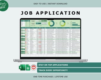 Job Application Tracker: Job Search Organizer with Interview Hub (Excel & Google Sheets)