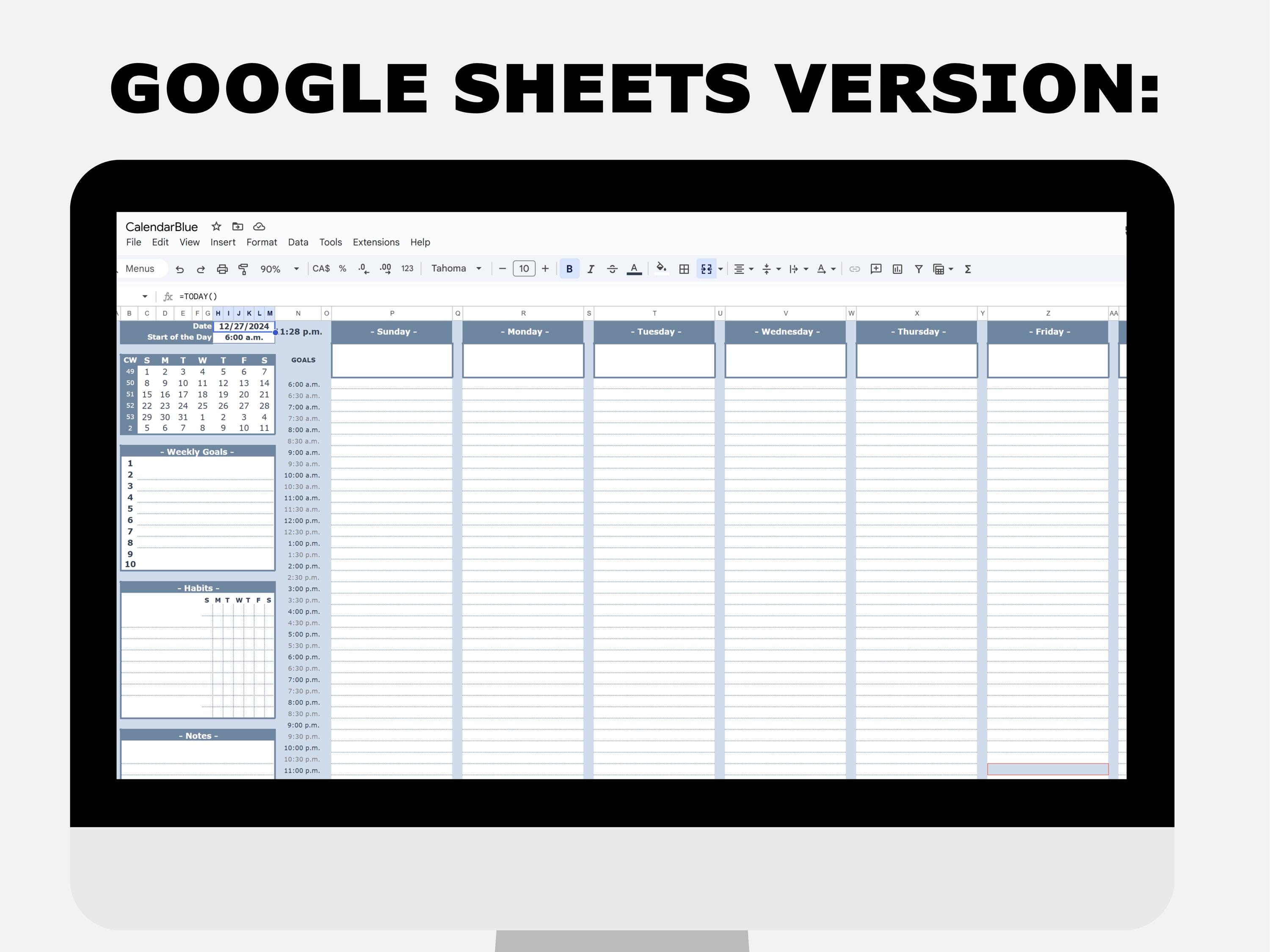 Calendar Full Week View Example Editable Calendar Template: Monthly, Weekly, Yearly Views (excel ...