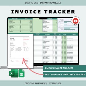 Invoice Tracker with Auto-Fill Printable Invoice (Excel & Google Sheets)