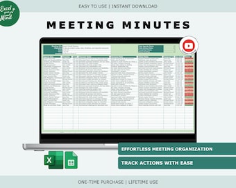 Meeting Notes: Agenda, Decisions, Due Dates (Excel & Google Sheets)