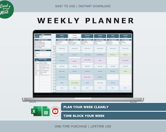 Weekly Planner: Time Blocking Schedule Template (Excel & Google Sheets)
