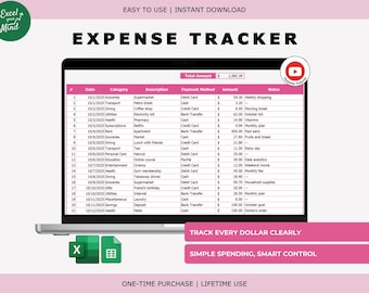 Simple Expense Tracker Spreadsheet, Spending Small Business Log (Excel & Google Sheets)