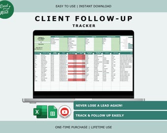 Client Follow-Up Tracker | CRM Spreadsheet and Contact Log | Excel & Google Sheets
