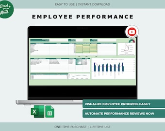 Employee Performance Review Tracker with Ratings Charts (Excel & Google Sheets)