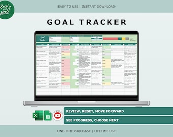 Goal Tracker Planner: Review Progress, Reset Priorities, Plan Next Actions (Excel & Google Sheets)