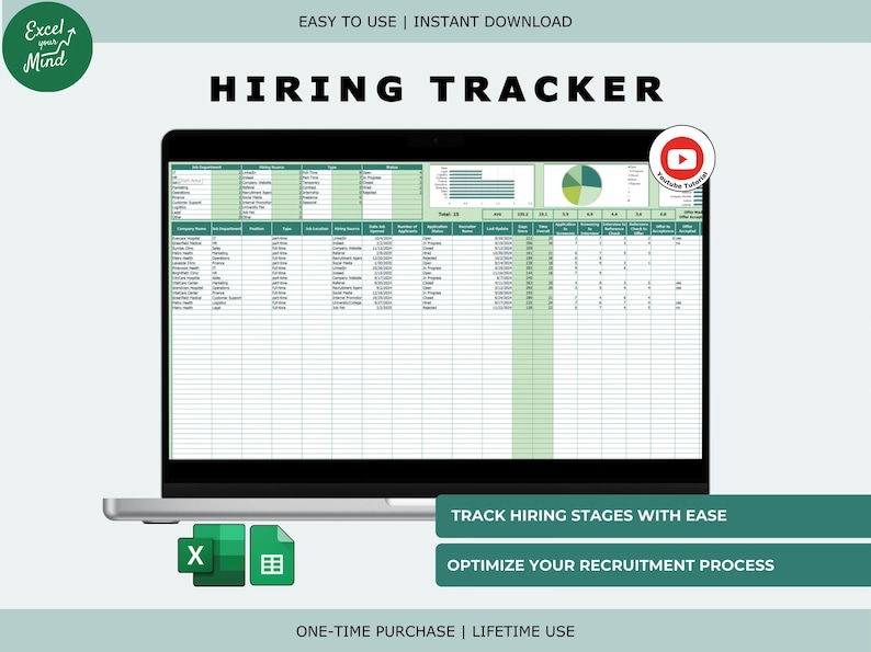 Recruiting Tracking HR Hiring Tracker Recruitment Spreadsheet Applicant Tracking Excel Job ...
