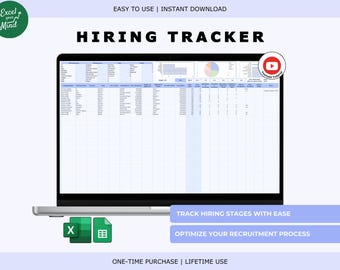 HR Hiring Tracker Recruitment Spreadsheet Applicant Tracking Excel Job Offer Hiring Analytics Recruiting Tool