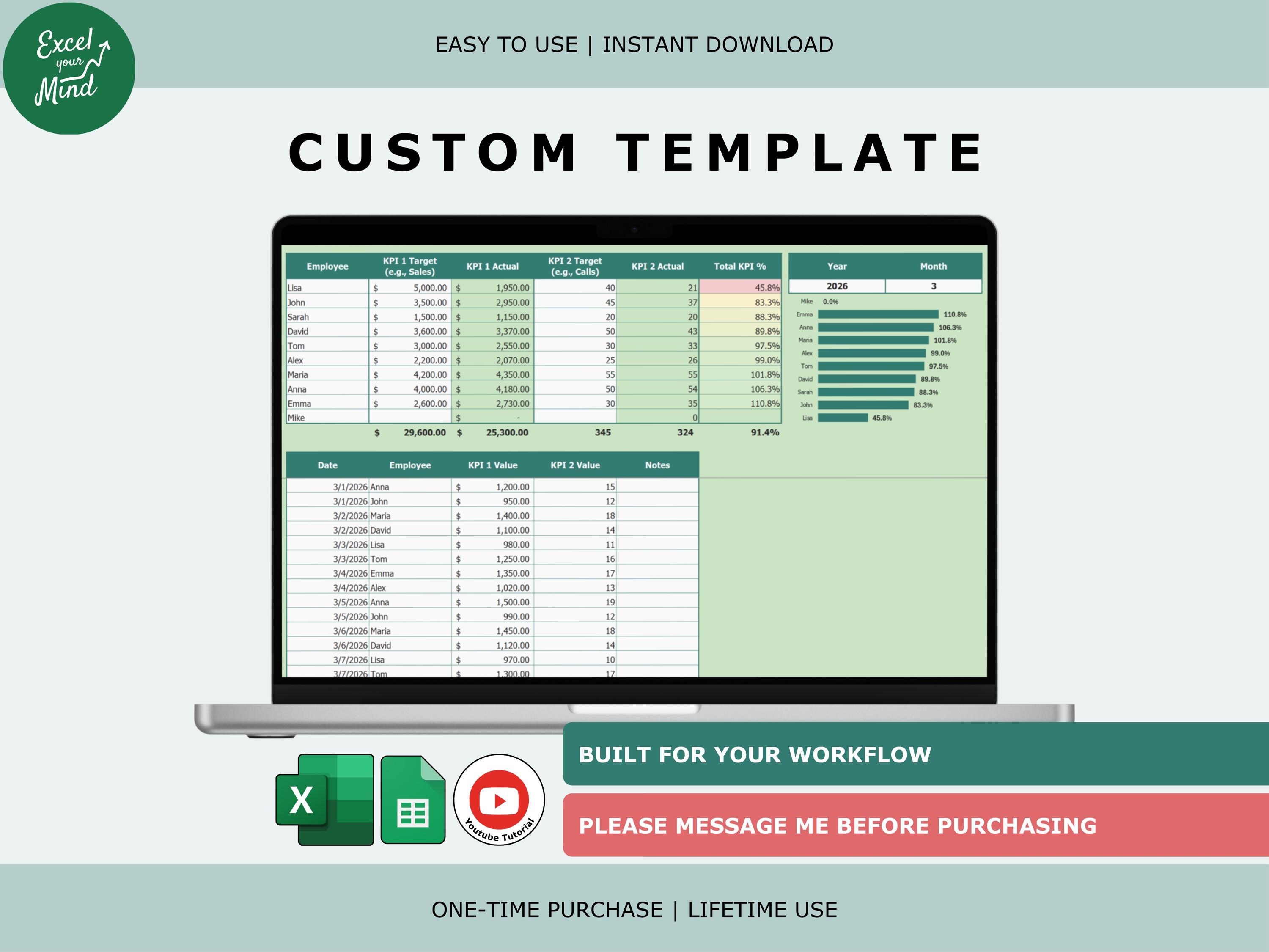 Custom Excel & Google Sheets Template (dashboard, Tracker, Automation ...