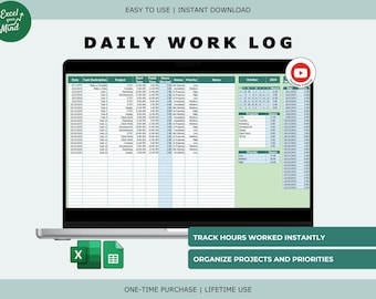 Registro diario de trabajo con cálculo automático de horas (Excel y Hojas de cálculo de Google)