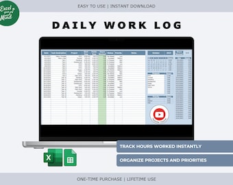 Daily Work Log with Auto Hour Calculation (Excel & Google Sheets)
