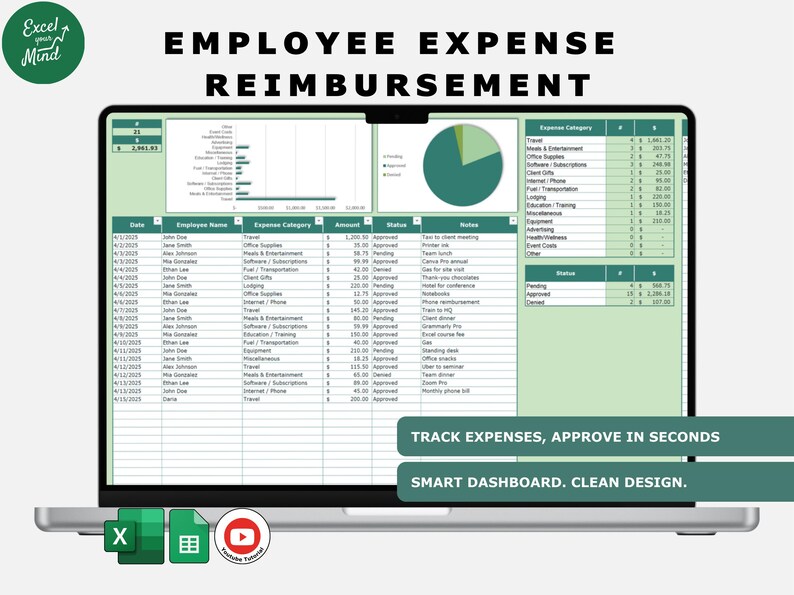 Employee Expense Reimbursement Tracker | Excel Template With Approval ...