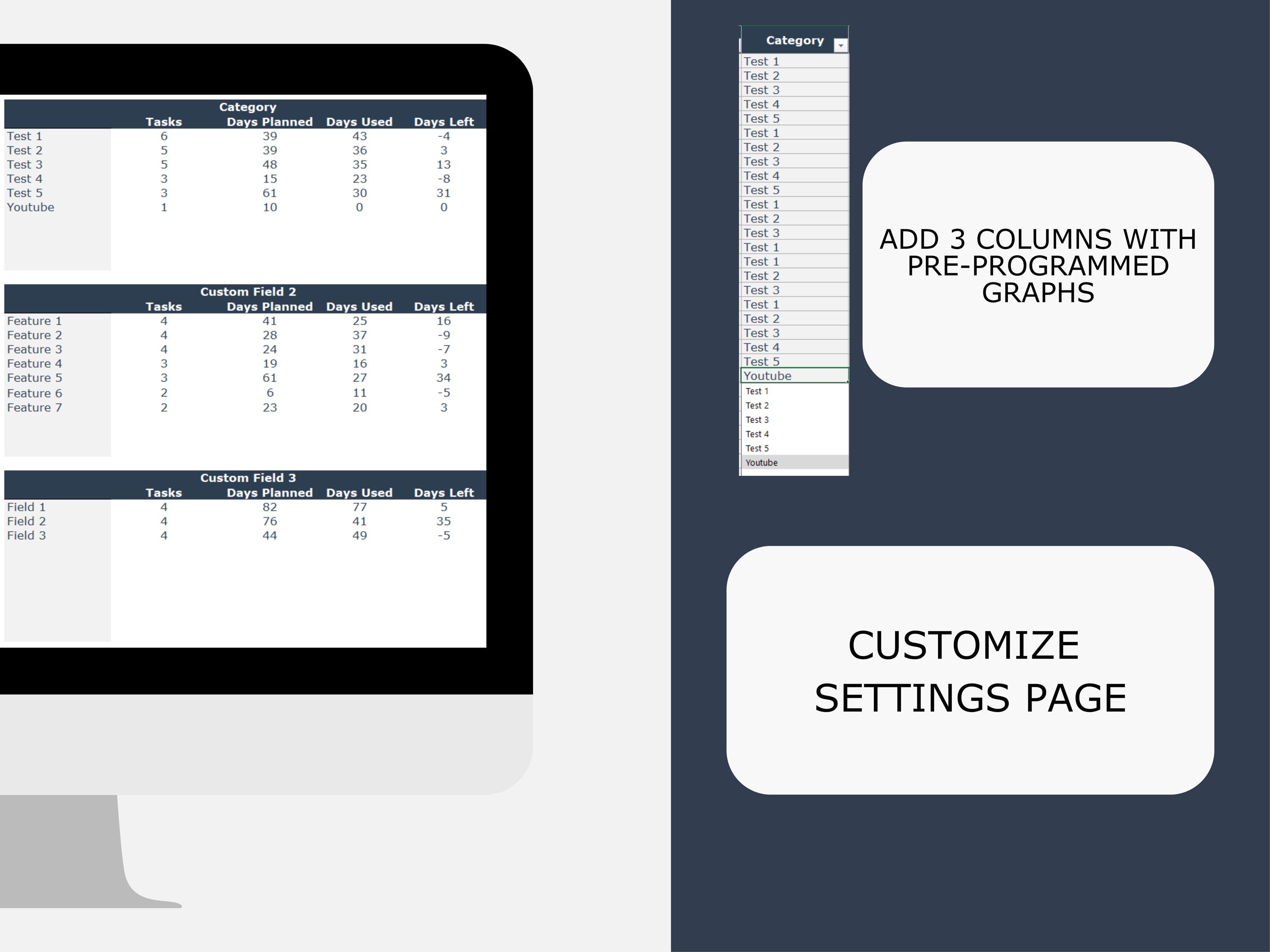 Team Task Management Dashboard: Visual Charts & Custom Fields Excel - Etsy