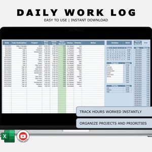 Daily Work Log with Auto Hour Calculation (Excel & Google Sheets)
