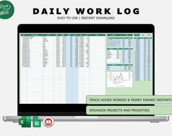 Daily Work Log with Auto Hour Calculation (Excel & Google Sheets)