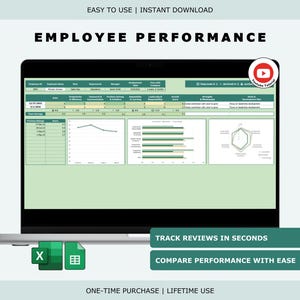 Employee Performance Appraisal Tracker: Compare Reviews, Team Scores Automatically (Excel & Google Sheets)