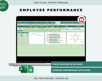 Employee Performance Appraisal Tracker: Compare Reviews, Team Scores Automatically (Excel & Google Sheets)