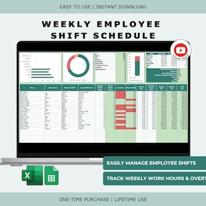Mitarbeiter Schichtplan & Work Tracker | Personalanwesenheit, Überstunden, Gehaltsabrechnung Wochenplaner Excel Tabelle