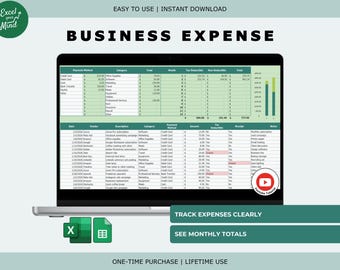 Business Expense Tracker: Monthly Tax and Category Overview (Excel & Google Sheets)