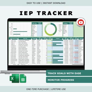 IEP Goal Progress Tracker | Special Education Data Collection Spreadsheet (Excel & Google Sheets)