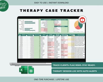 Casetracker voor therapeuten en cliënten | Logboek voor geestelijke gezondheid (Excel & Google Sheets)
