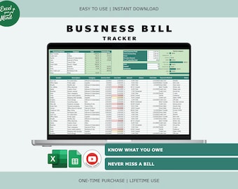 Business Bill Tracker: Simple Expense Log with Overdue Alerts (Excel & Google Sheets)