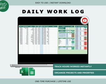 Daily Work Log with Auto Hour Calculation Excel