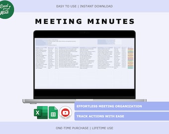 Meeting Notes: Agenda, Decisions, Due Dates (Excel & Google Sheets)