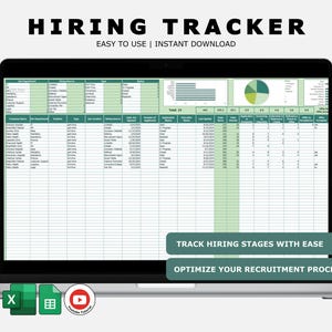 HR Hiring Tracker Recruitment Spreadsheet Applicant Tracking Excel Job Offer Hiring Analytics Recruiting Tool