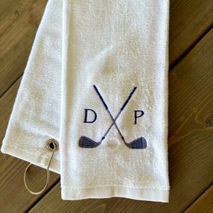 Serviette de golf personnalisée avec oeillet, idée cadeau golf, serviette de golf monogramme brodé, serviette de golf unisexe homme femme