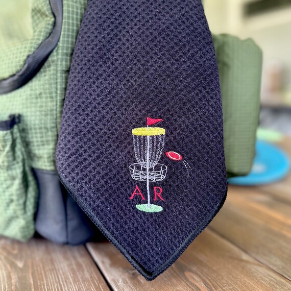 Customizable Disc Golf Towel with Grommet & Carabiner, Personalized Gift Idea, Embroidered Monogram, Men Women Unisex Frisbee Golf Accessory
