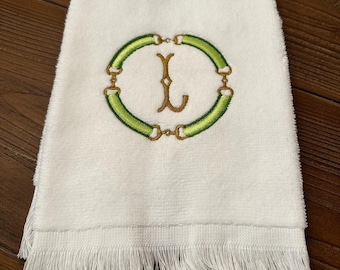 Horse Bit Hand Towel | Equestrian Derby Kitchen Bathroom Decor | Custom Monogram Towel | Hostess Gift