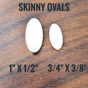Skinny Oval Blanks Qty (5) in 14g Aluminium, 14g Zinn, 18g Kupfer oder 18g NuGold zum Handstempeln, Ätzen, Gravieren oder Flammenbemalen.