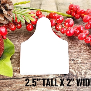 Cattle Ear Tag Ornament Blanks Qty (5) in 14g Aluminum for hand stamping, etching, and engraving.
