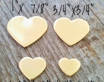 Heart Metal Blanks Qty (5) in 14g Aluminum, 14g Pewter, 18g Copper, or 18g NuGold for hand stamping, etching, engraving or flame painting.
