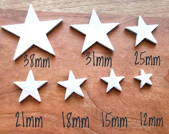 Star Metal Blanks Qty (5) in 14g Aluminum, 14g Pewter, 18g Copper, or 18g NuGold for hand stamping, etching, engraving or flame painting.