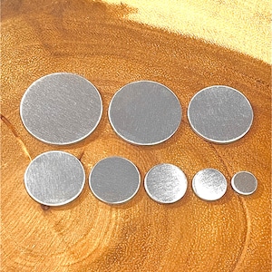 Kreisrohlinge (5 Stück) in 14g Aluminium, 14g Zinn, 18g Kupfer oder 18g NuGold zum Stempeln, Ätzen, Gravieren oder Brandmalerei.