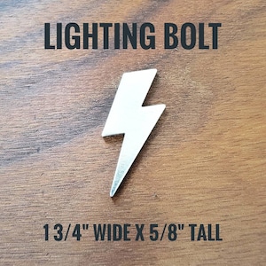 Lightning Bolt Blanks Qty (5) in 14g Aluminum, 14g Pewter, 18g Copper, or 18g NuGold for hand stamping, etching, engraving, flame painting.
