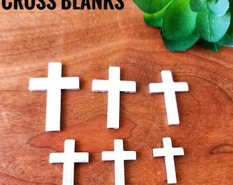 Standard Cross Blanks Qty (5) in 14g Aluminum, 14g Pewter, 18g Copper, or 18g NuGold for hand stamping, etching, engraving or fire painting.