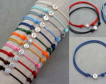 Tobillera o pulsera inicial personalizada, pulsera de tobillo de cordón impermeable personalizada, pulseras de cuerda de cordón fino colorido, tobillera de niños de verano