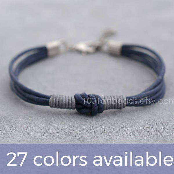 Bracelet noeud homme | Cadeau pour hommes | petit ami petite amie cadeau du 2e anniversaire | anniversaire du coton | Bracelet cordon en coton | Longue distance