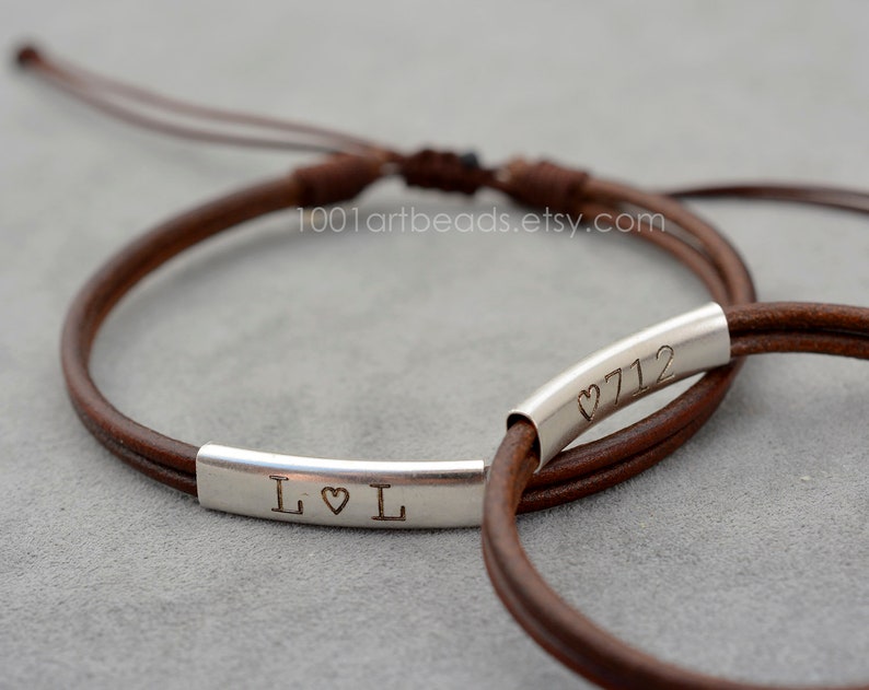 Matching Couples Bracelets Set Custom Engraved Hidden Message Etsy