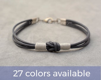 Love Knot Cotton Cord Bracelet, Unisex Friendship Jewelry