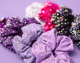 Gymnast scrunchie for gymnastic competition rhinestone scrunchie hair accessory for gymnastic team scrunchie for competition bling scrunchie