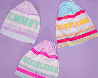 Pastel preppy grip bag for gymnastic grip bag preppy personalized bag for gymnastic with name custom patch prep gymnast bag pink custom bag