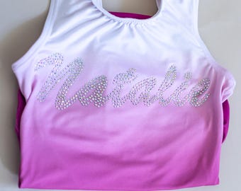 Personalized gymnastics leotard girl gymnast personalized gift for gymnast custom name rhinestone leotard gymnastics girl leotard rhinestone